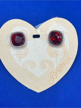 Brighton Sparkleville Deep Burgundy Swarovski Crystal Stud Earrings